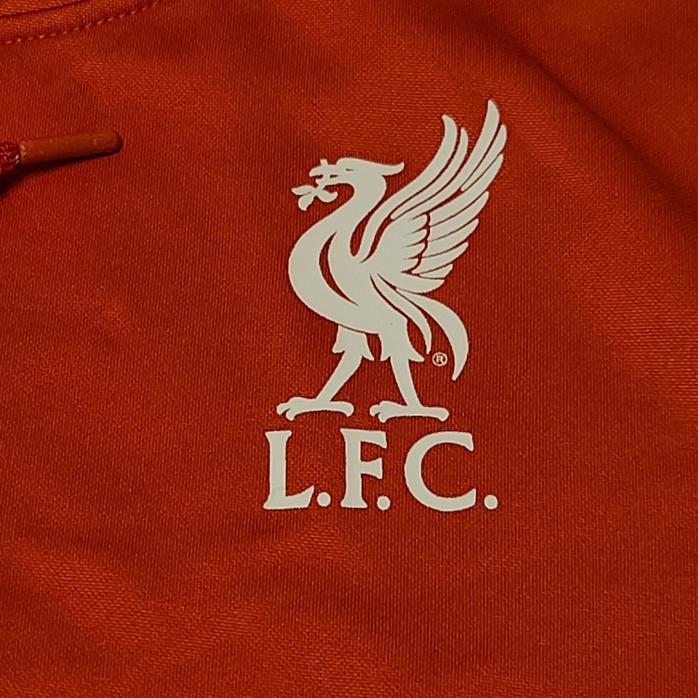 Liverpool FC Hoodie Mens Medium Red White Stripe Pullover Soccer Icon Sports LFC